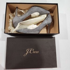 J. Crew Collection Suede Dover Pump Steele Gray Heels Made Italy Kate Middleton